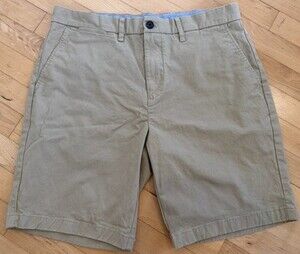 Tommy Hilfiger Men's Khaki Chino Shorts Flat Front Size 33 93% Cotton 18 Inches